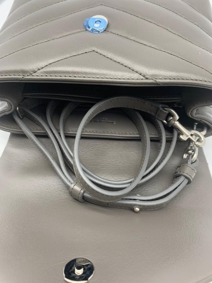 Saint Laurent Monogram Loulou Toy Grey Lambskin Leather Cross Body Bag