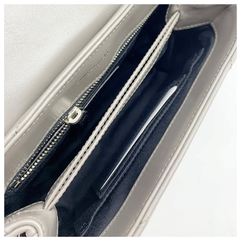 Saint Laurent Monogram Loulou Toy Grey Lambskin Leather Cross Body Bag