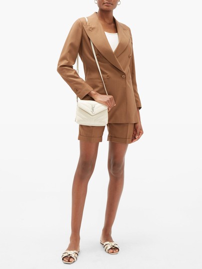 Saint Laurent Monogram Loulou Toy Monogram White Leather Cross Body Bag