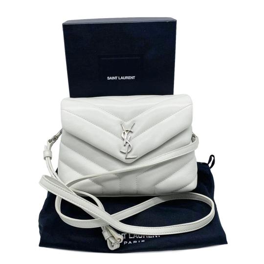 Saint Laurent Monogram Loulou Toy Monogram White Leather Cross Body Bag