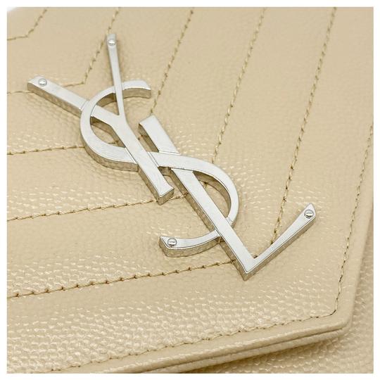 Saint Laurent Monogram Quilted Wallet On A Chain Envelope Poudre Beige Leather Cross Body Bag