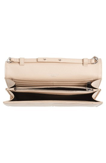 Saint Laurent Monogram Quilted Wallet On A Chain Envelope Poudre Beige Leather Cross Body Bag