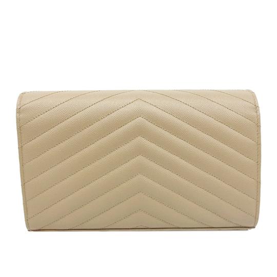 Saint Laurent Monogram Quilted Wallet On A Chain Envelope Poudre Beige Leather Cross Body Bag