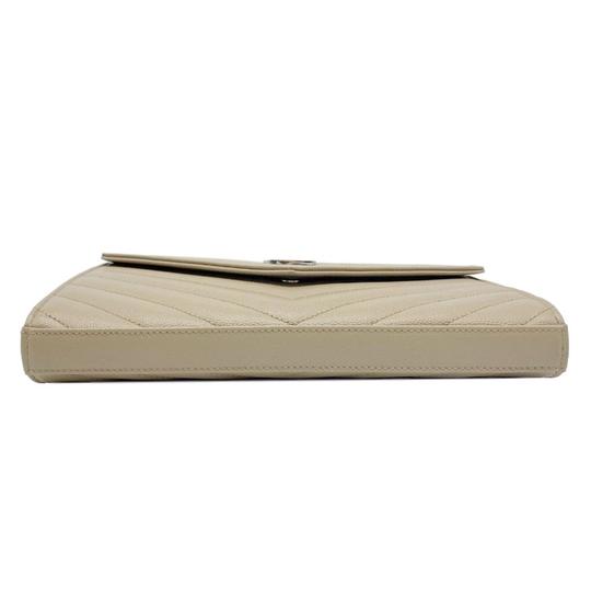 Saint Laurent Monogram Quilted Wallet On A Chain Envelope Poudre Beige Leather Cross Body Bag