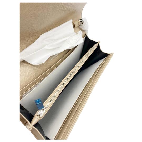 Saint Laurent Monogram Quilted Wallet On A Chain Envelope Poudre Beige Leather Cross Body Bag