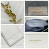 Saint Laurent Monogram Shopping Grain De Poudre Matelasse Chevron White Leather Shoulder Bag