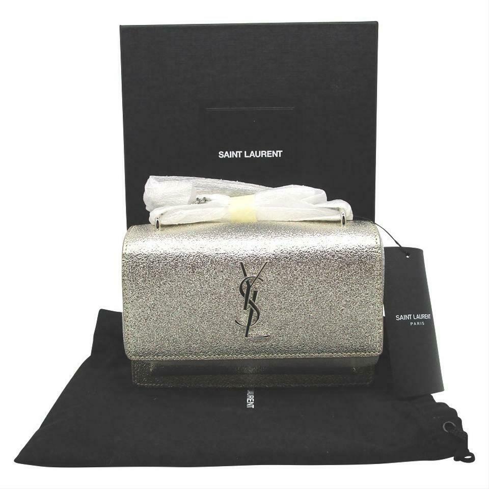 Saint Laurent Monogram Sunset Metallized Metallic Gold Leather Cross Body Bag