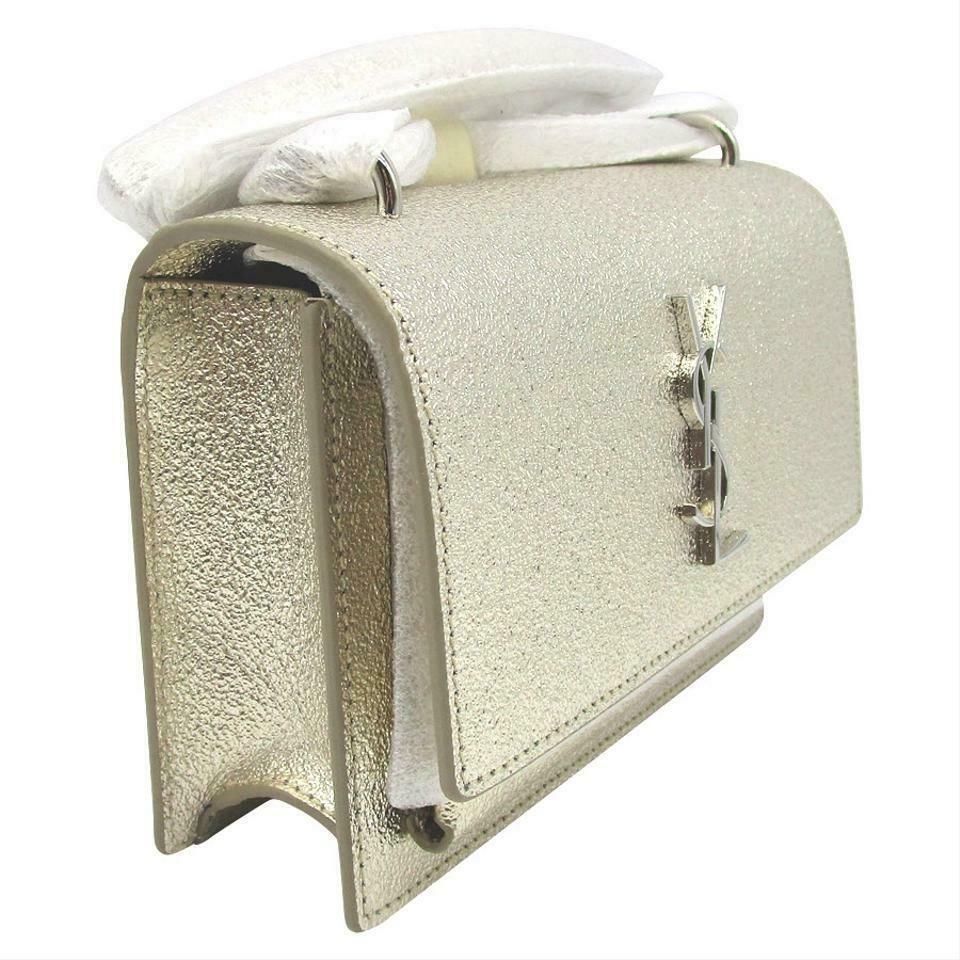 Saint Laurent Monogram Sunset Metallized Metallic Gold Leather Cross Body Bag
