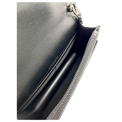 Saint Laurent Monogram Sunset Top Handle Wallet On A Chain Black Leather Noir Crossbody