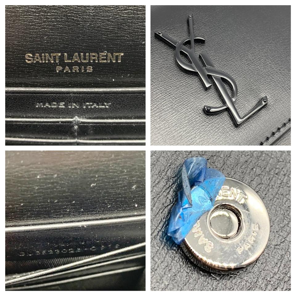 Saint Laurent Monogram Sunset Top Handle Wallet On A Chain Black Leather Noir Crossbody