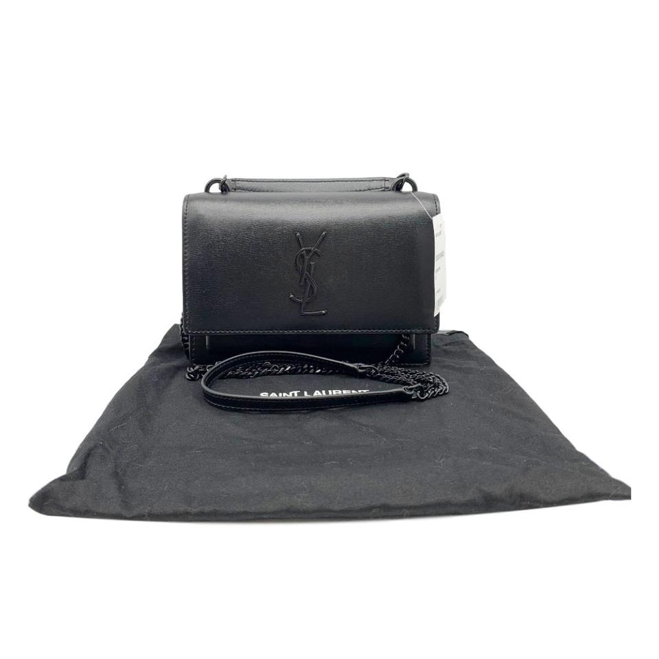 Saint Laurent Monogram Sunset Top Handle Wallet On A Chain Black Leather Noir Crossbody