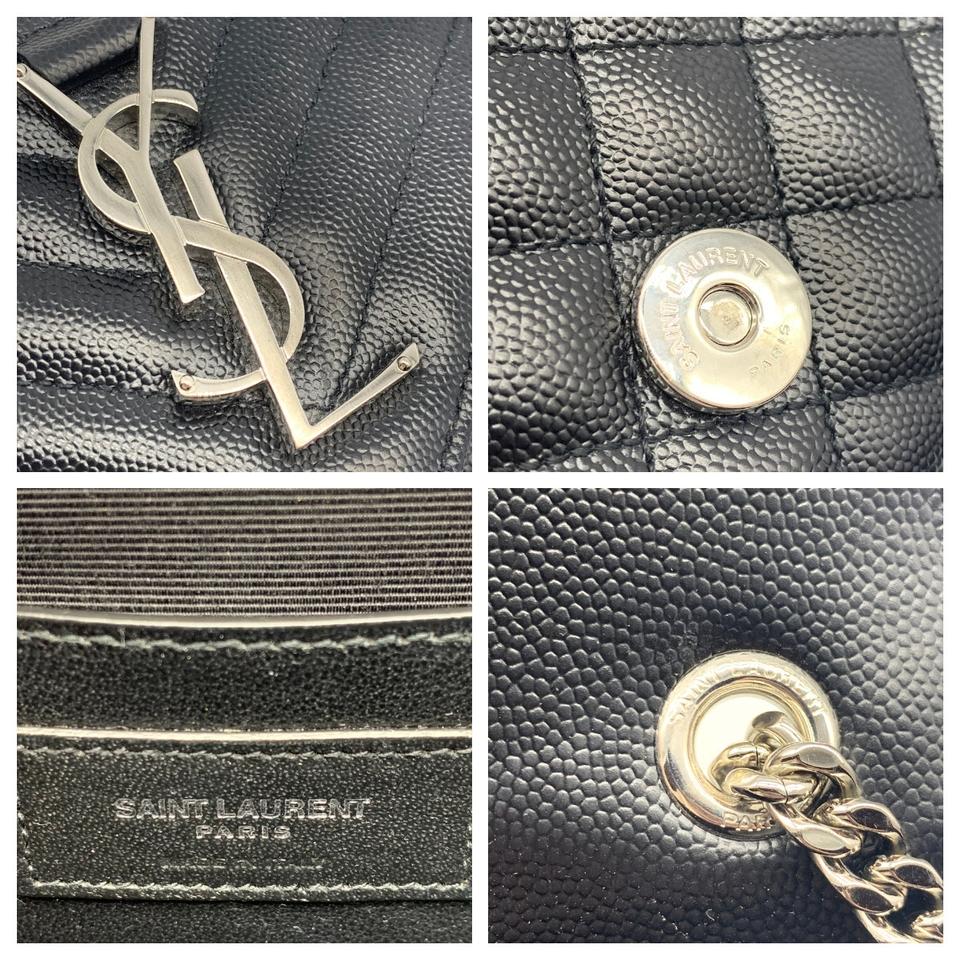 Saint Laurent Black & Gold Leather Gold hardware Envelope Flap Bag