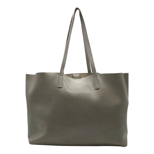 Saint Laurent Shopping Shoulder Bag Monogram with Pouch Grey Leather Tote
