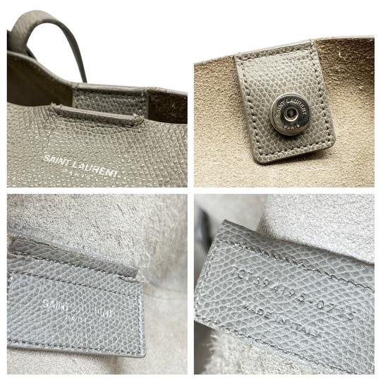 Saint Laurent Shopping Shoulder Bag Monogram with Pouch Grey Leather Tote