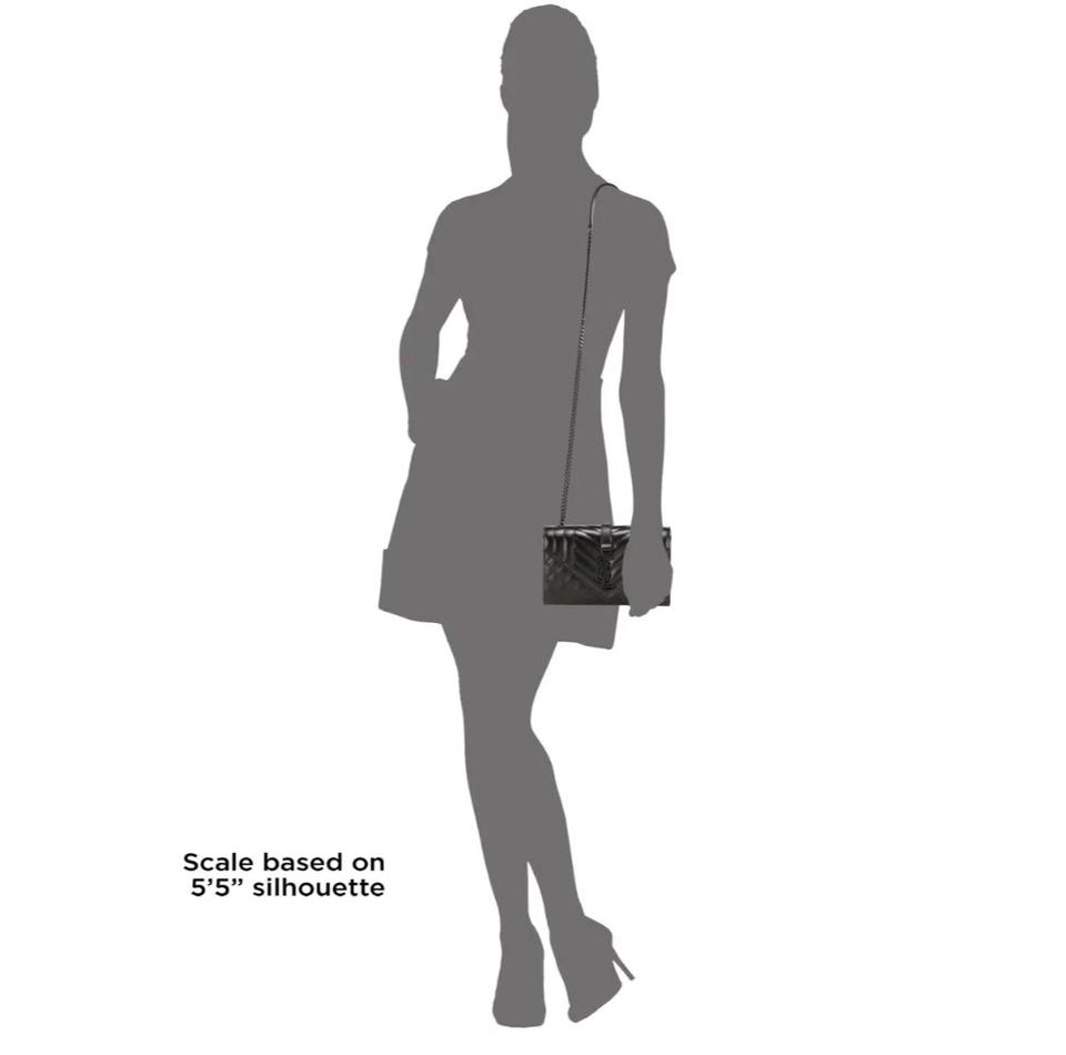 Saint Laurent Small Envelope Monogram Matelassé Black Leather Shoulder Bag