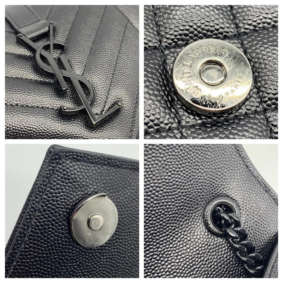 Saint Laurent Small Envelope Monogram Matelassé Black Leather Shoulder Bag