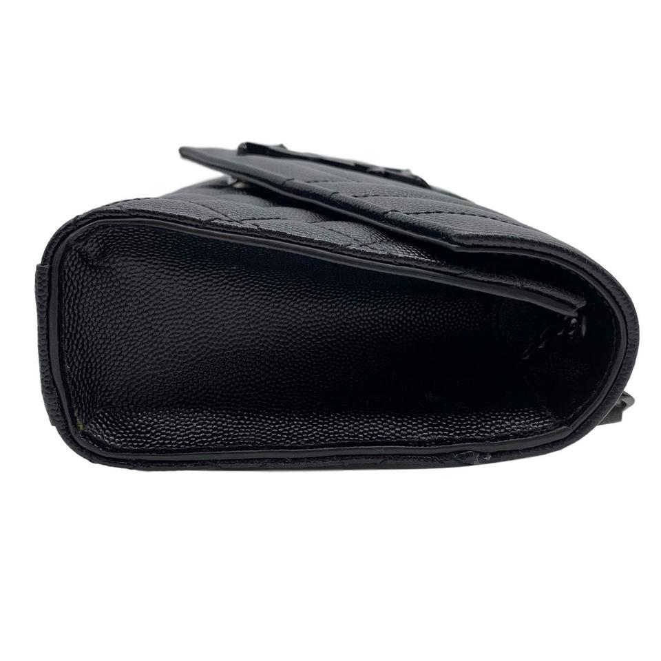 Saint Laurent Small Envelope Monogram Matelassé Black Leather Shoulder Bag
