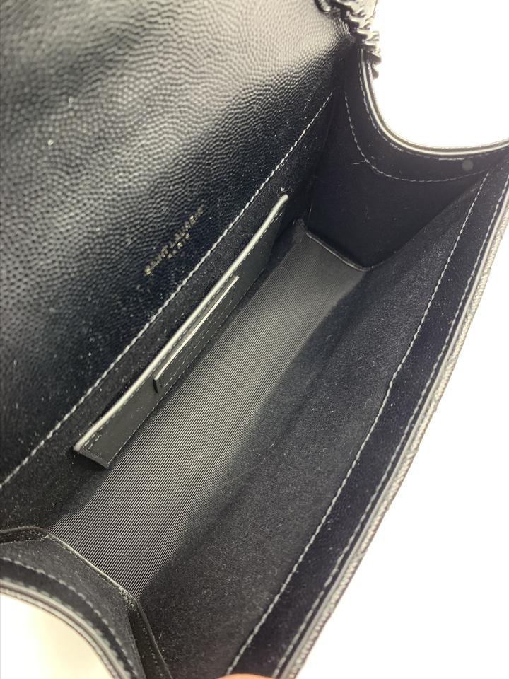 Saint Laurent Small Envelope Monogram Matelassé Black Leather Shoulder Bag