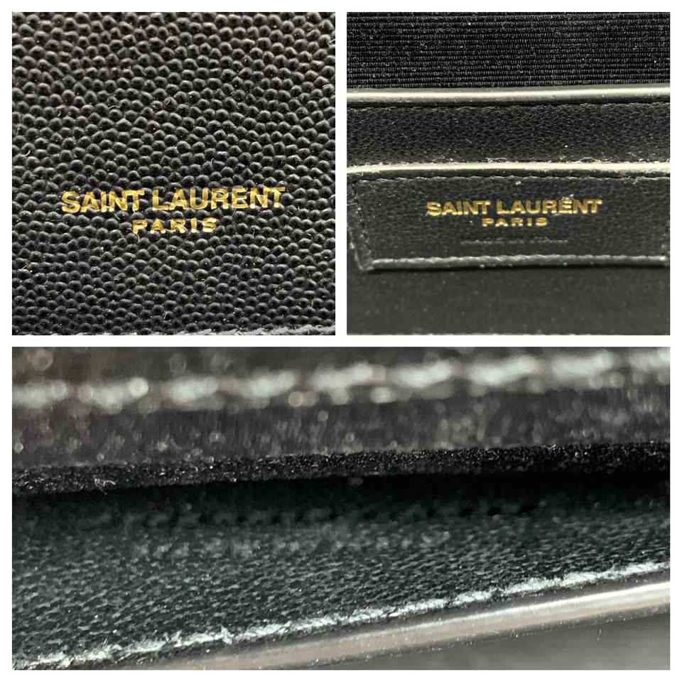 Saint Laurent Small Ysl Monogram Satchel Envelope Triquilt Black Leather Shoulder Bag