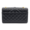 Saint Laurent Small Ysl Monogram Satchel Envelope Triquilt Black Leather Shoulder Bag