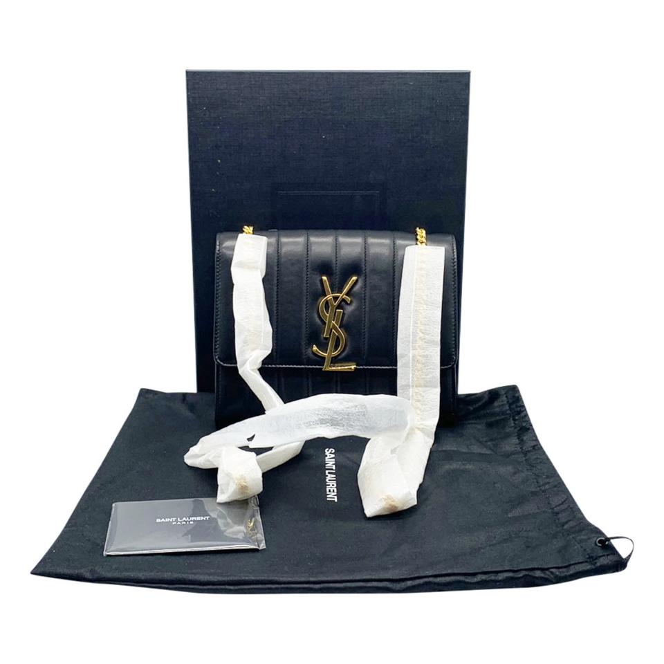 Saint Laurent Vicky Small Wallet On A Chain Black Leather Shoulder Bag