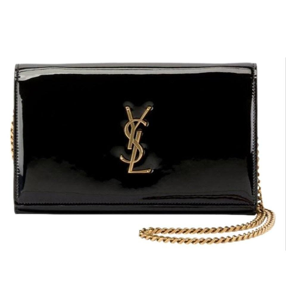 Saint Laurent Wallet on Chain Monogram Kate Monogram Ysl Black Patent Leather Shoulder Bag