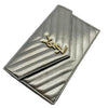 Saint Laurent Wallet on Chain Small Ysl Monogram V-flap Metallic Silver Leather Shoulder Bag