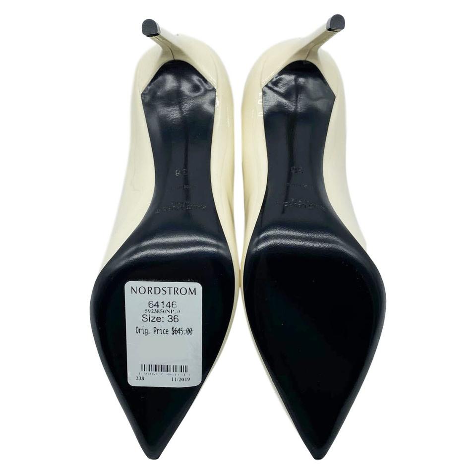 Saint Laurent White Zoe Ankle Strap Pointed Toe Pumps