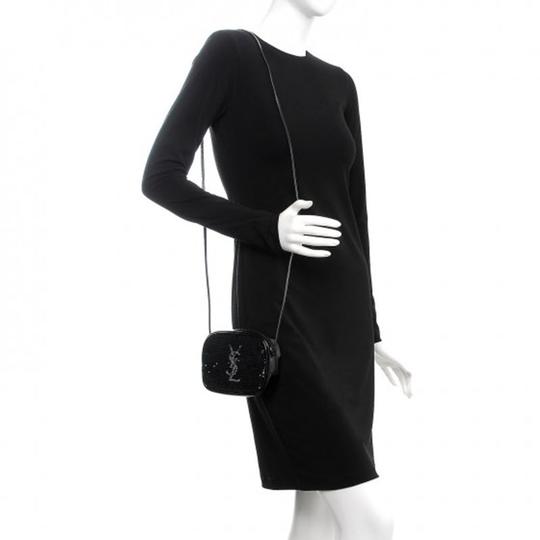 Saint Laurent Lou Camera Monogram Blogger Sequin Patent Black Leather Shoulder Bag