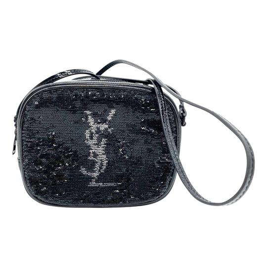 Saint Laurent Lou Camera Monogram Blogger Sequin Patent Black Leather Shoulder Bag