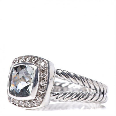 David Yurman Silver Sterling Diamond Prasiolite Albion Ring