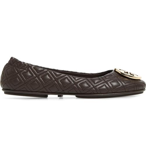 Tory Burch Brown Minnie Travel Ballet Leather Flats