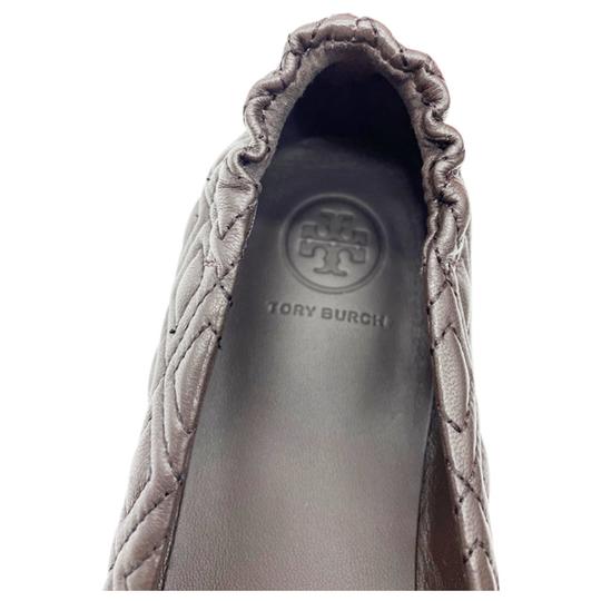 Tory Burch Brown Minnie Travel Ballet Leather Flats