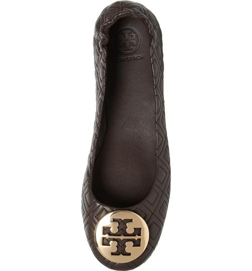 Tory Burch Brown Minnie Travel Ballet Leather Flats