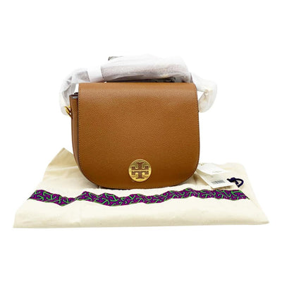 Tory Burch Everly Flap Saddle Brown Leather Shoulder Bag