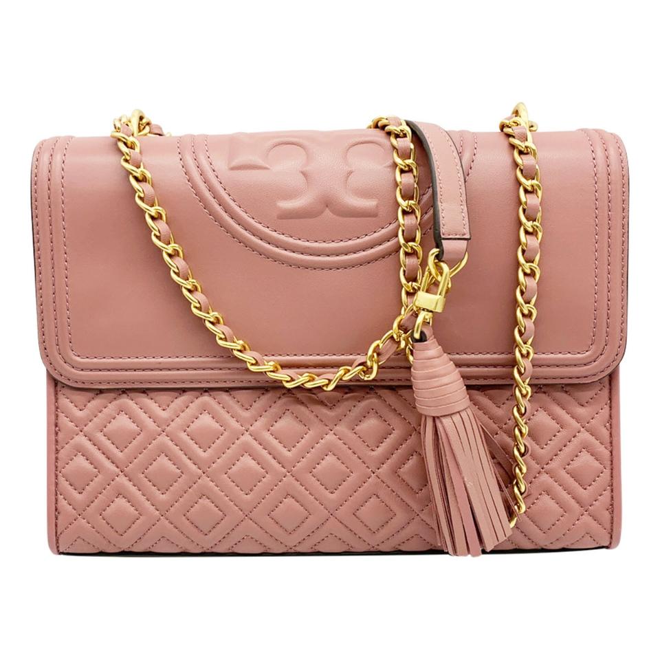 Tory Burch Fleming Quilted Lambskin Convertible Pink Leather Shoulder Bag