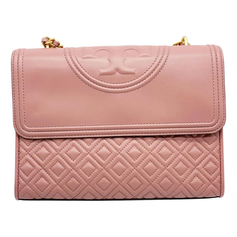 Tory Burch Fleming Quilted Lambskin Convertible Pink Leather Shoulder Bag