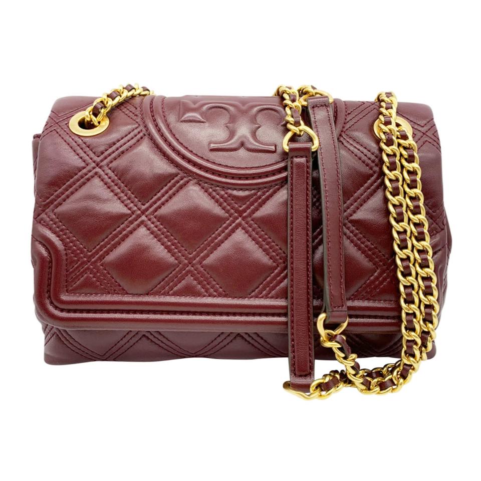 Tory Burch Fleming Soft Quilted Lambskin Red Leather Shoulder Bag