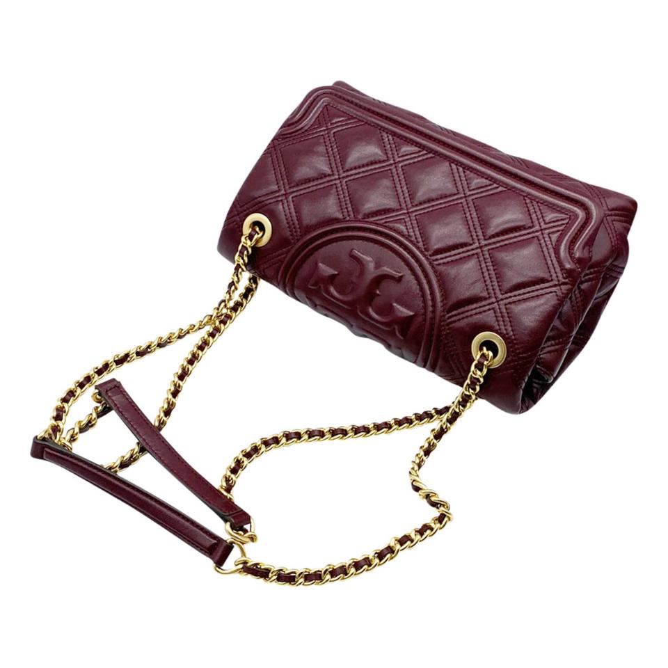 Tory Burch Fleming Soft Quilted Lambskin Red Leather Shoulder Bag