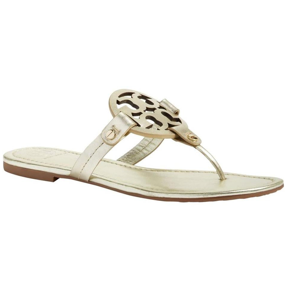 Tory Burch Gold Miller Flip Flop Flats Sandals US 4