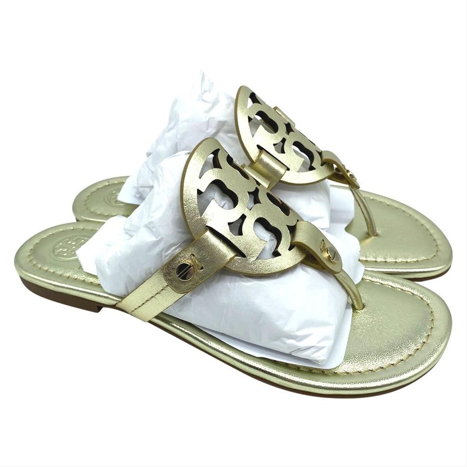 Tory Burch Gold Miller Flip Flop Flats Sandals US 4