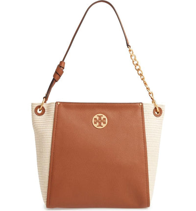 Tory Burch Hobo Everly Straw Brown Leather Tote