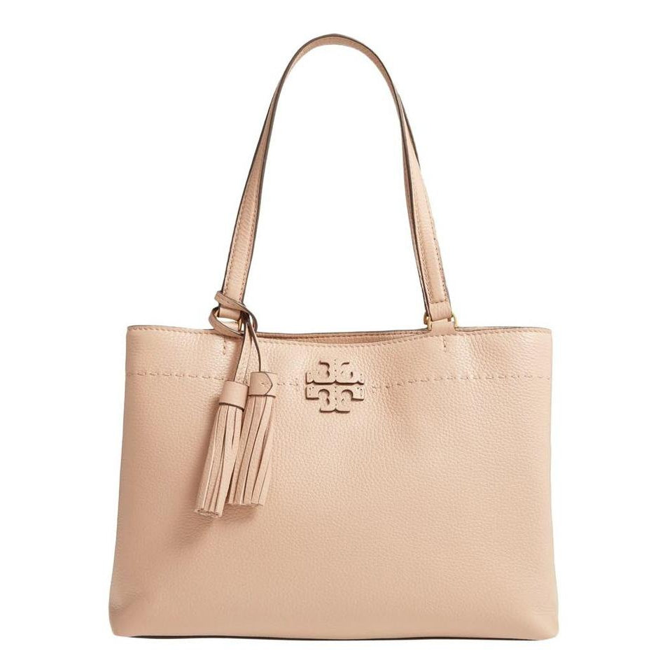 Tory Burch Mcgraw Slouchy Chain Shoulder Slouchy Devon Sand Beige Leather Tote