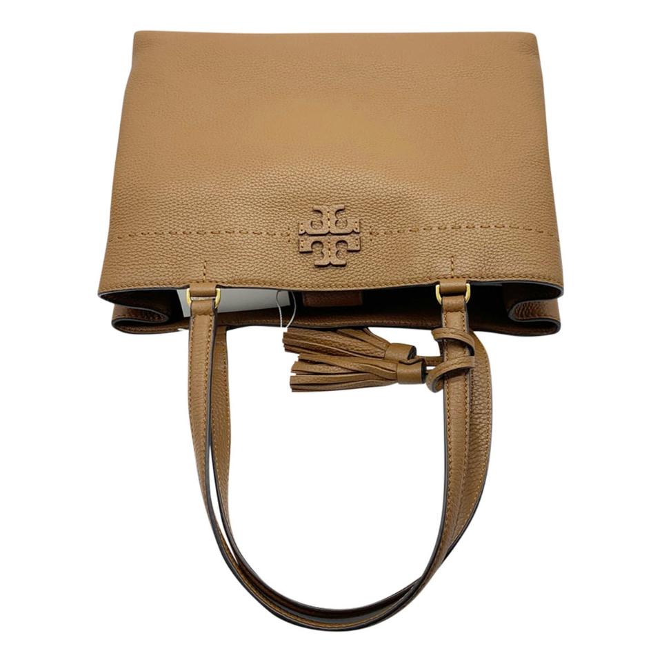 Tory Burch Mcgraw Triple Compartment Satchel Brown Leather Tote