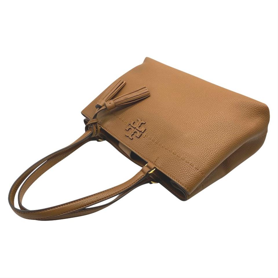 Tory Burch Mcgraw Triple Compartment Satchel Moose Brown Leather Shoulder Bag