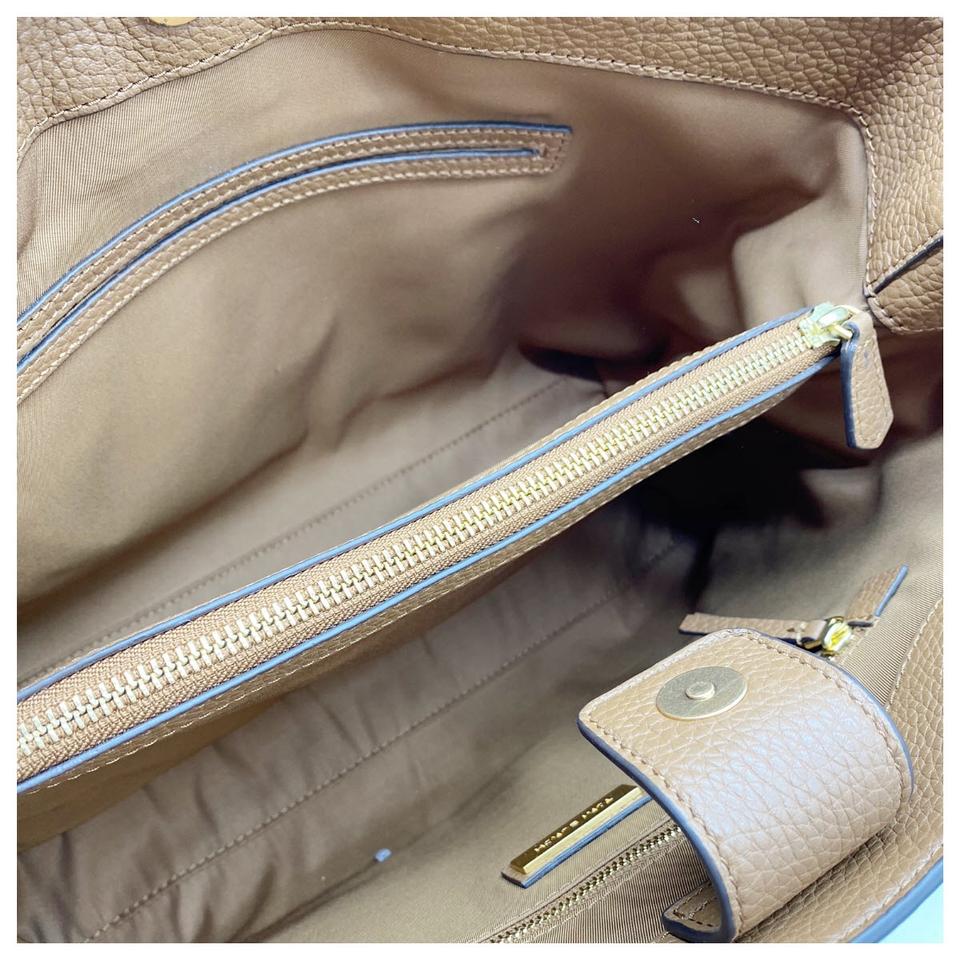 Tory Burch Mcgraw Triple Compartment Satchel Moose Brown Leather Shoulder Bag