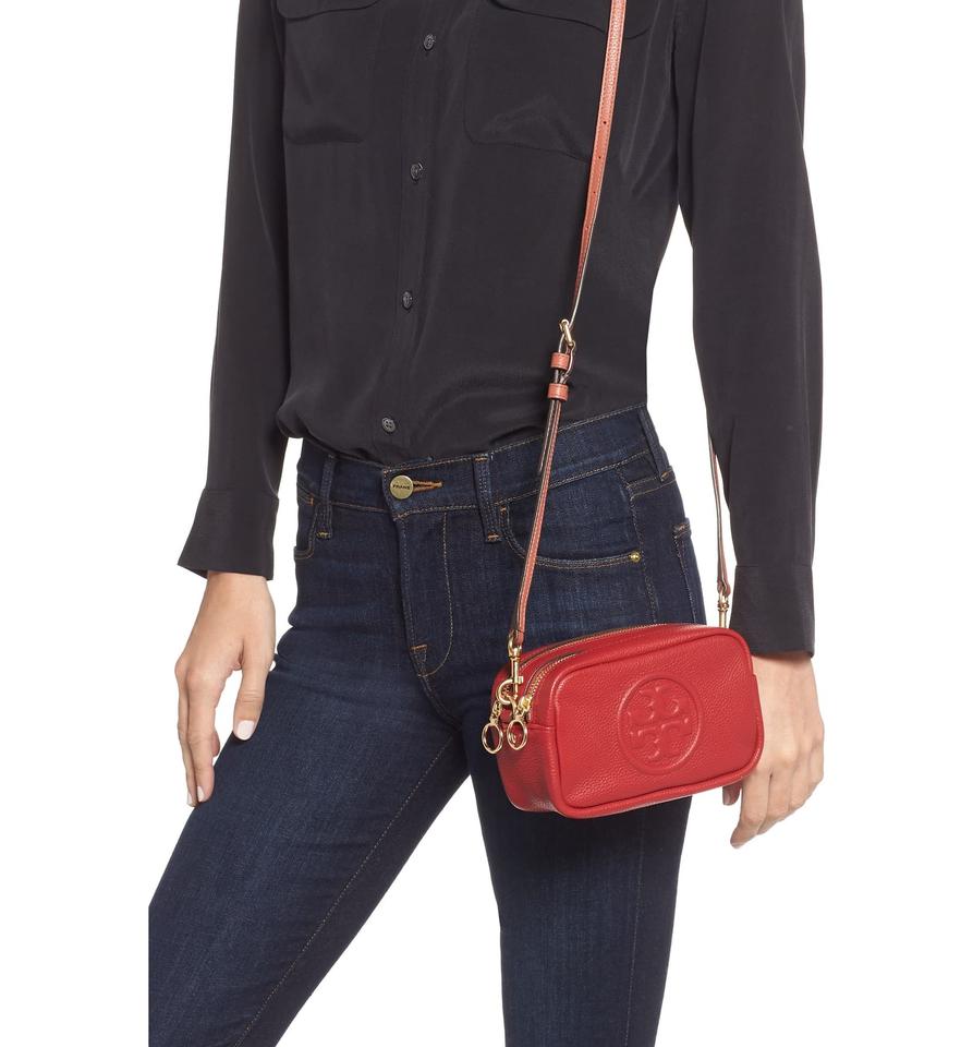 Tory Burch Perry Bomb Red Leather Cross Body Bag