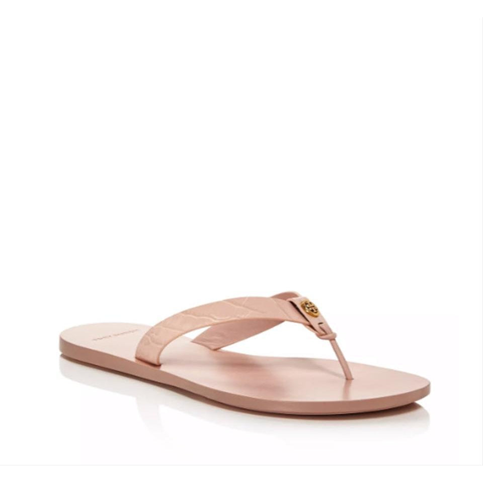 Tory Burch Pink Manon Women's Embossed Leather Flip-flops Sandals