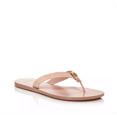Tory Burch Pink Manon Women's Embossed Leather Flip-flops Sandals -  MyDesignerly