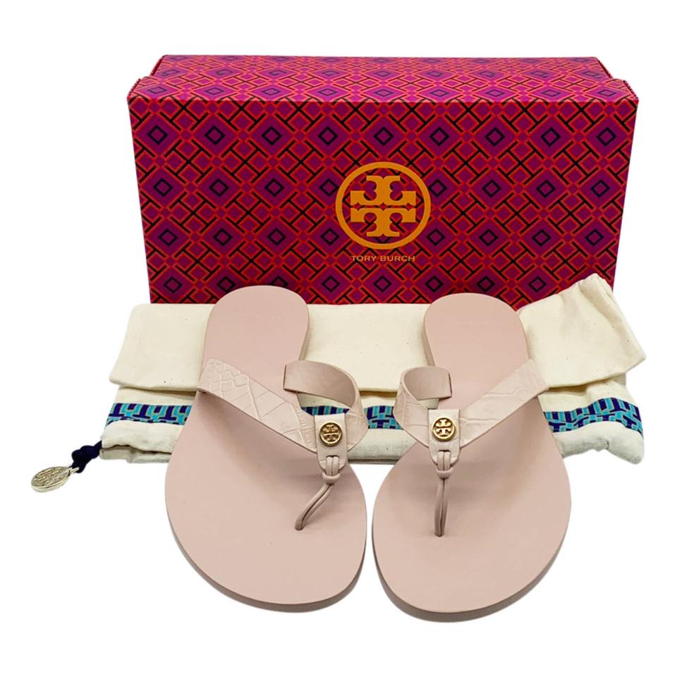 Leather sandals Tory Burch Pink size 6.5 US in Leather - 27428645